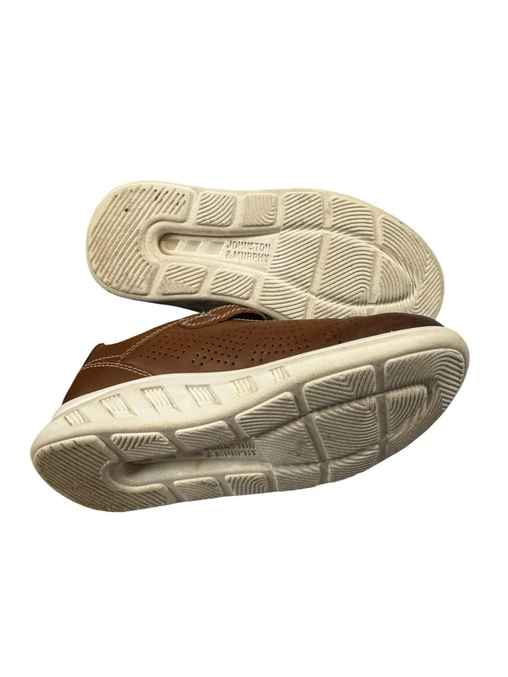 Johnston & Murphy Kids Brown Perforated Leather Hook-and-Loop Dress Shoes